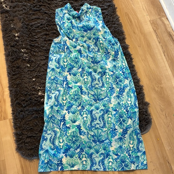 Lilly Pulitzer Azlynn Dress in Sea Glass Aqua Seeing Double - Picture 6 of 7